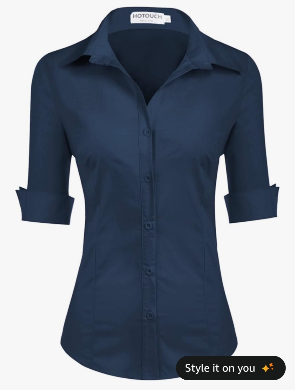 Classic Button-Up Shirt in Navy Blue